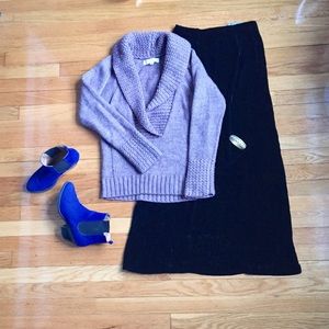 Black velvet maxi skirt